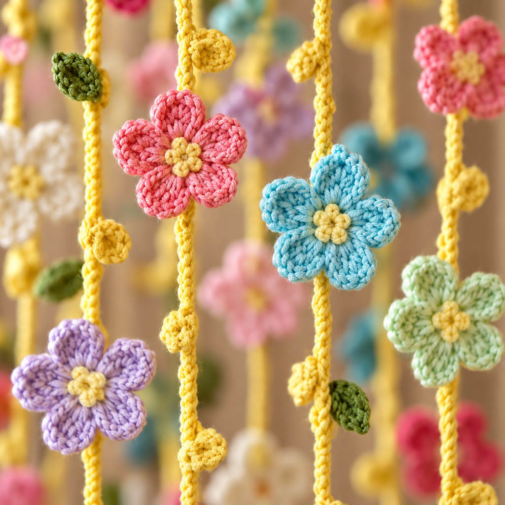 Crochet Flower Curtain Kit – Handmade Yarn Home Decoration Project