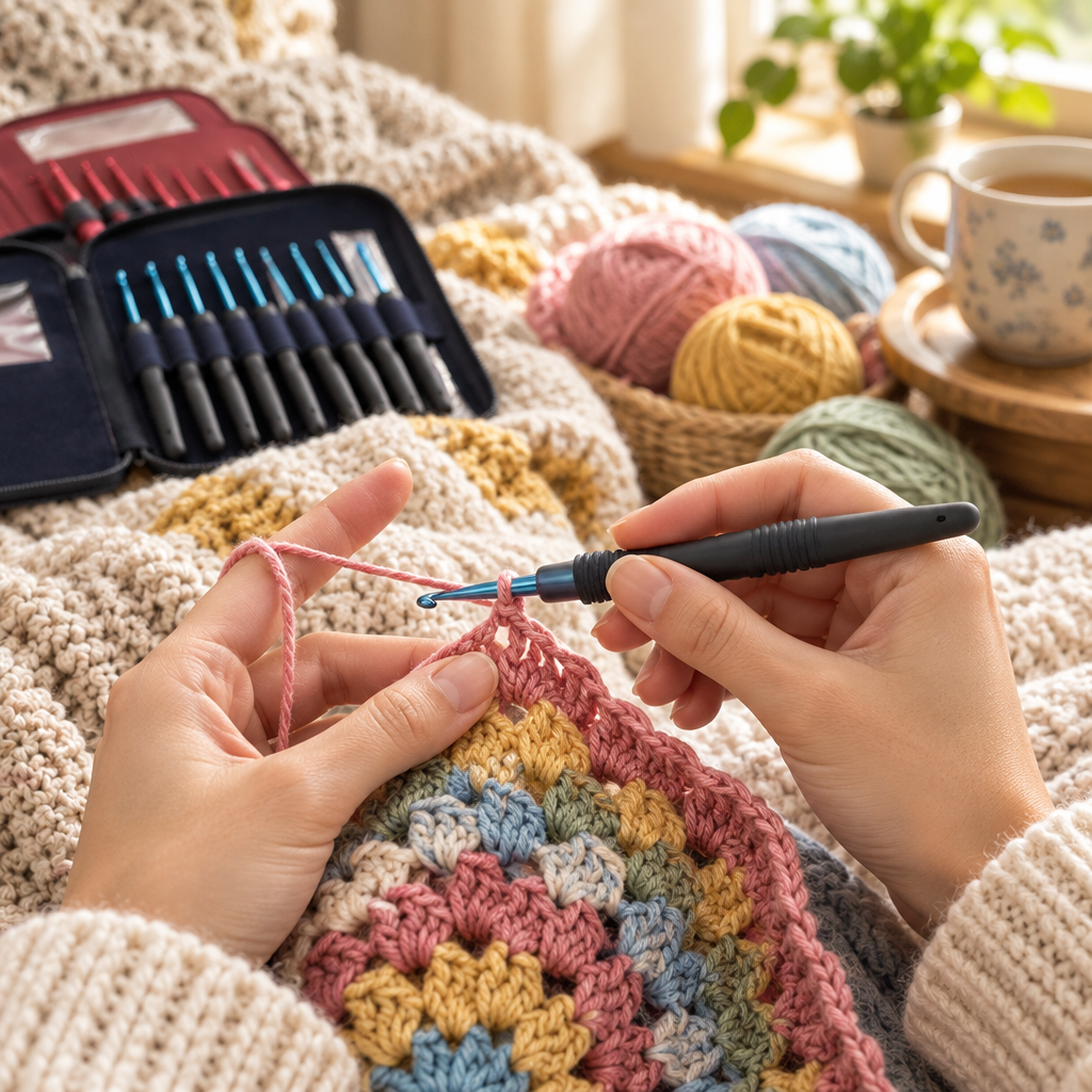 Ergonomic Crochet Hook Set – Soft Grip Yarn Craft Tools Kit