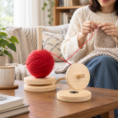 Rotating Yarn Holder – Wooden Yarn Winding Tool For Crochet Projects
