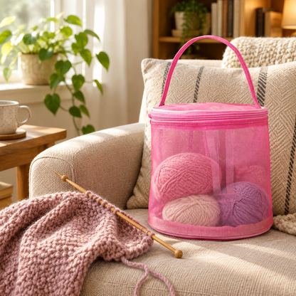 Crochet Storage Bag – Mesh Yarn Organizer For Hooks And Handmade Supplies