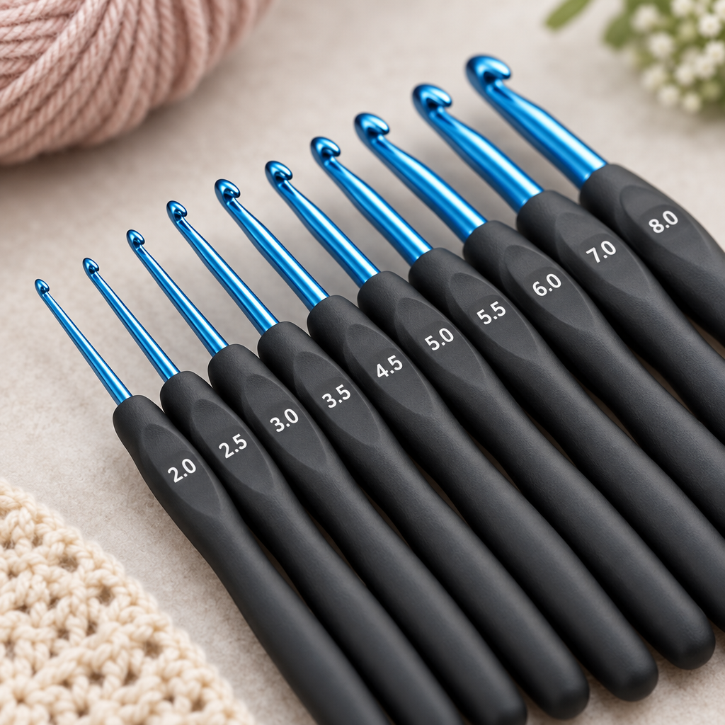 Ergonomic Crochet Hook Set – Soft Grip Yarn Craft Tools Kit