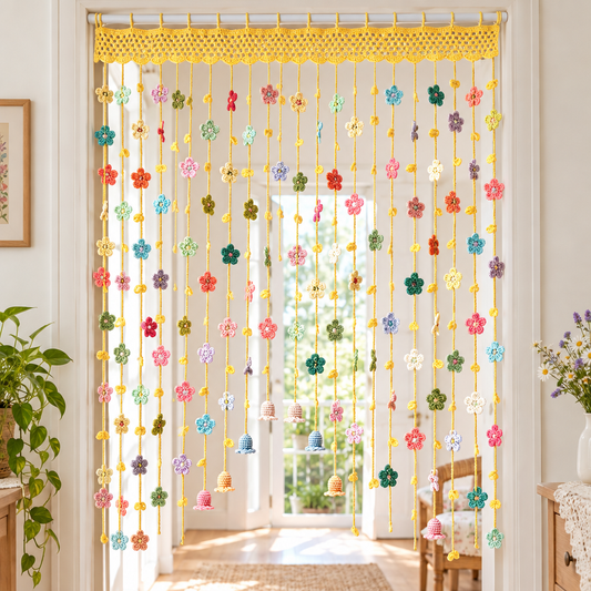 Crochet Flower Curtain Kit – Handmade Yarn Home Decoration Project