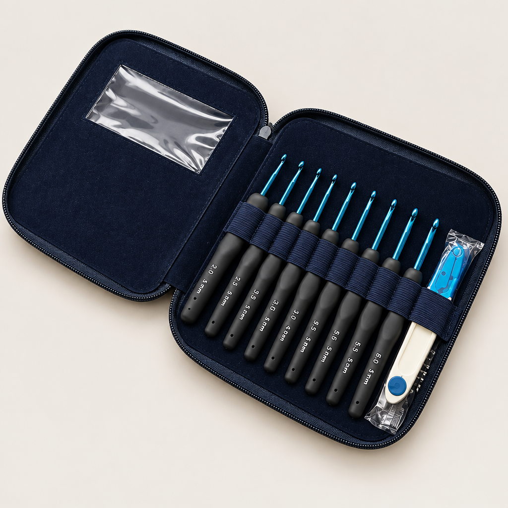 Ergonomic Crochet Hook Set – Soft Grip Yarn Craft Tools Kit