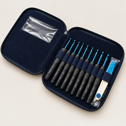 Ergonomic Crochet Hook Set – Soft Grip Yarn Craft Tools Kit