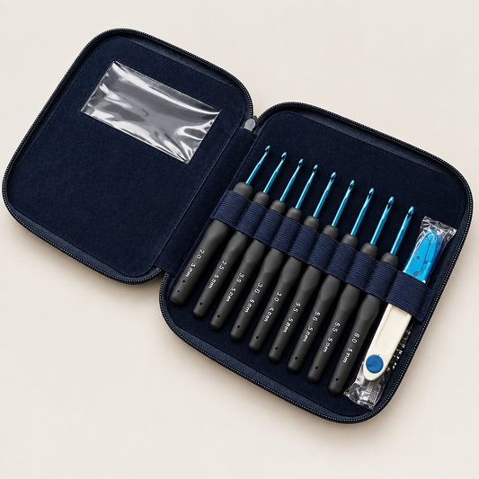 Ergonomic Crochet Hook Set – Soft Grip Yarn Craft Tools Kit