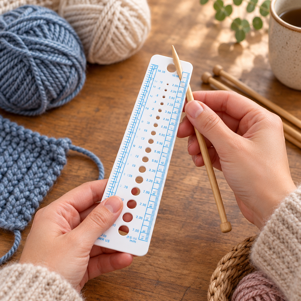 Knitting Needle Gauge Ruler – Crochet Tool Measuring Accessory