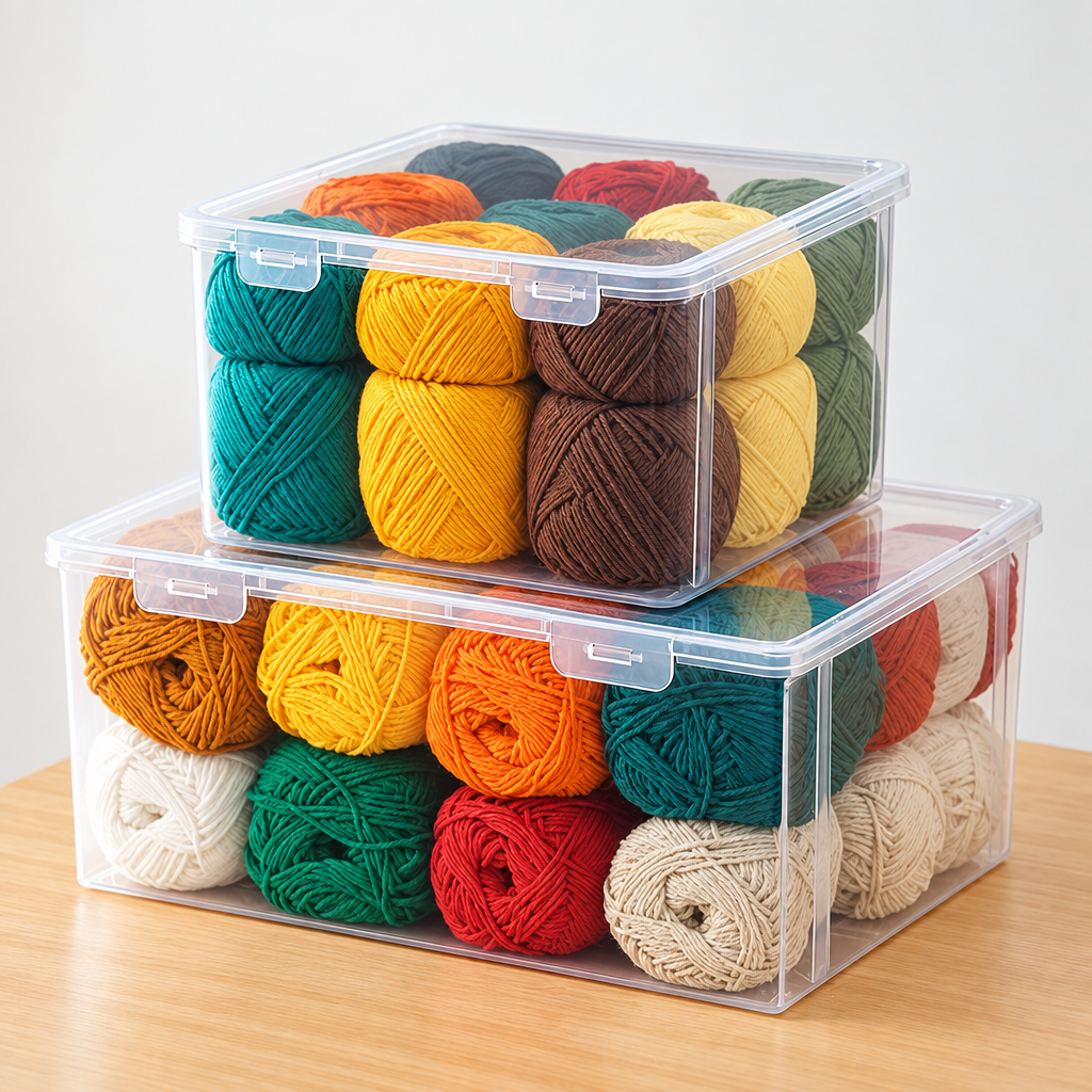 Yarn Ball Storage Box – Knitting Thread Organizer With Craft Tool Storage