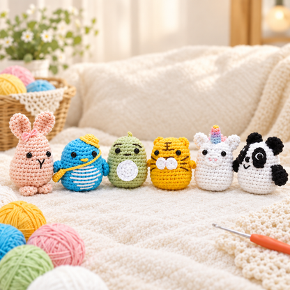 Beginner Crochet Kit – Cute Amigurumi Handmade Yarn Project Set