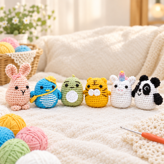 Beginner Crochet Kit – Cute Amigurumi Handmade Yarn Project Set