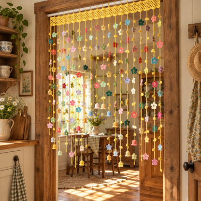 Crochet Flower Curtain Kit – Handmade Yarn Home Decoration Project